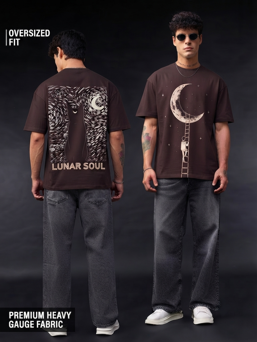 Lunar Soul Dark Brown Unisex Oversized Fit Premium Tshirt
