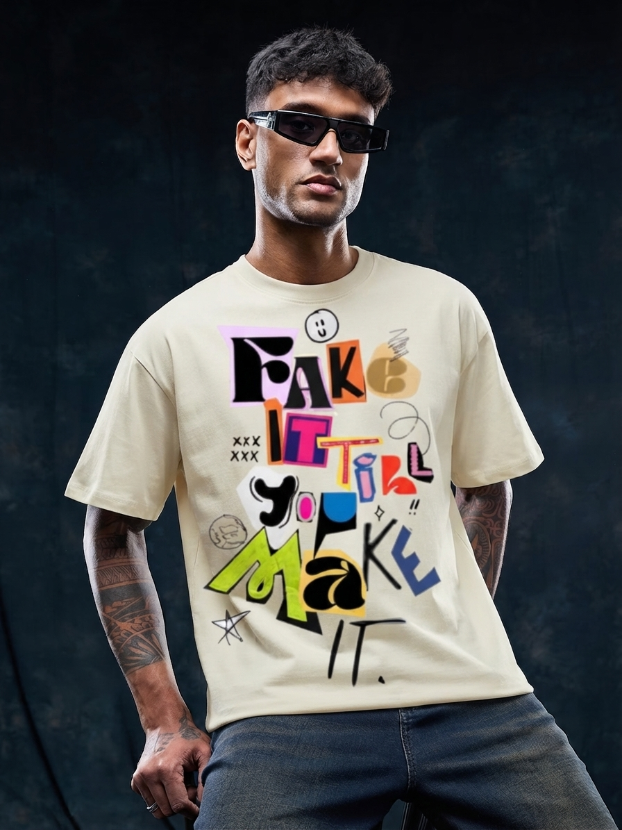 Fake it till you make it offwhite premium oversized fit tshirt