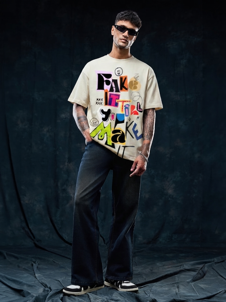 Fake it till you make it offwhite premium oversized fit tshirt